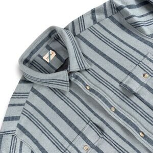 Fair Harbor Dunewood Flannel Shirt Mens XXL Blue Striped Button Down Long Sleeve